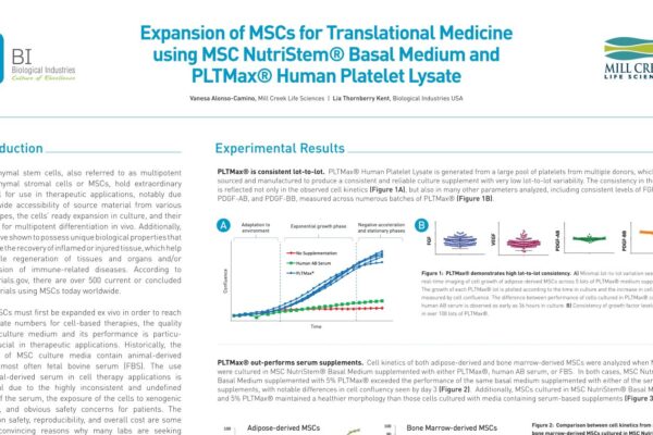 ISSCR 2017 - Expansion of MSCs for Translational Medicine  using MSC NutriStem® Basal Medium and  PLTMax® Human Platelet Lysate
